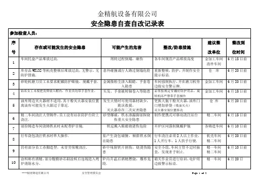 安全隐患自查自改记录表14