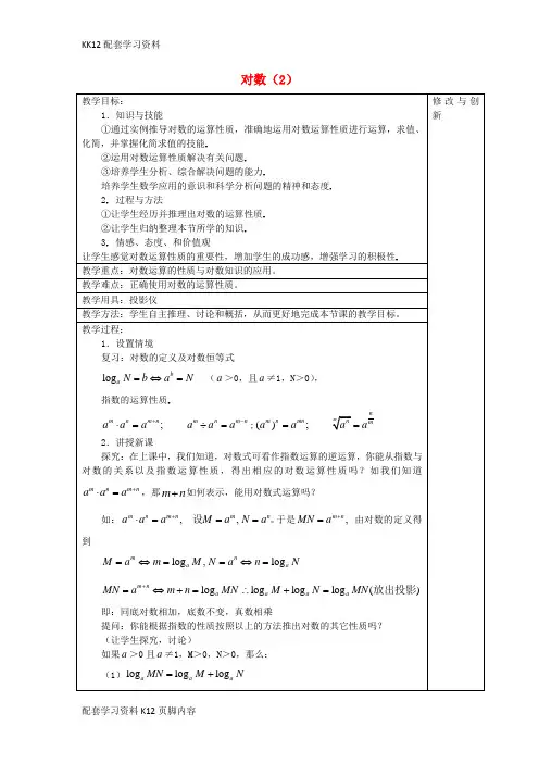 [K12配套]安徽省合肥市高中数学第二章基本初等函数Ⅰ2.2.1对数2教案新人教A版必修1