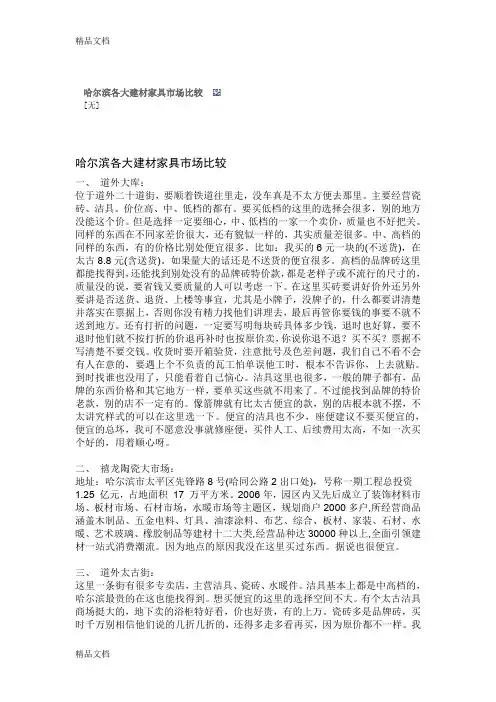 哈尔滨各大建材家具市场比较演示教学