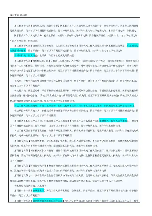 司法考试：第二十章 渎职罪