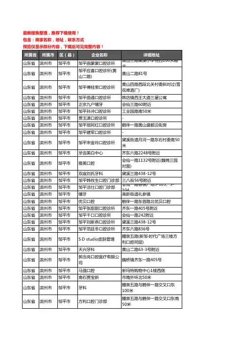 新版山东省滨州市邹平市口腔企业公司商家户名录单联系方式地址大全47家