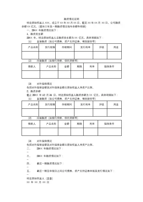 融资情况说明