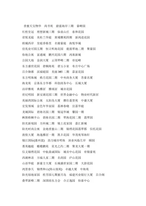 深圳楼盘案名大全