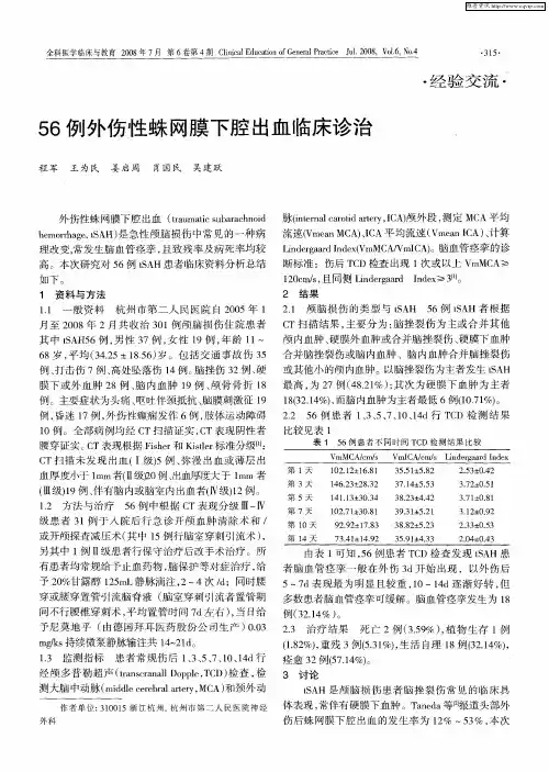 56例外伤性蛛网膜下腔出血临床诊治