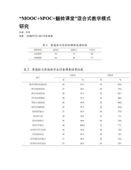“MOOC+SPOC+翻转课堂”混合式教学模式研究
