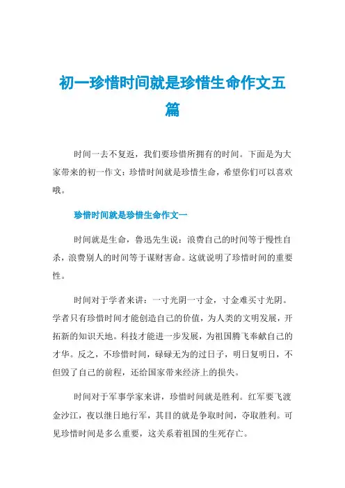 初一珍惜时间就是珍惜生命作文五篇
