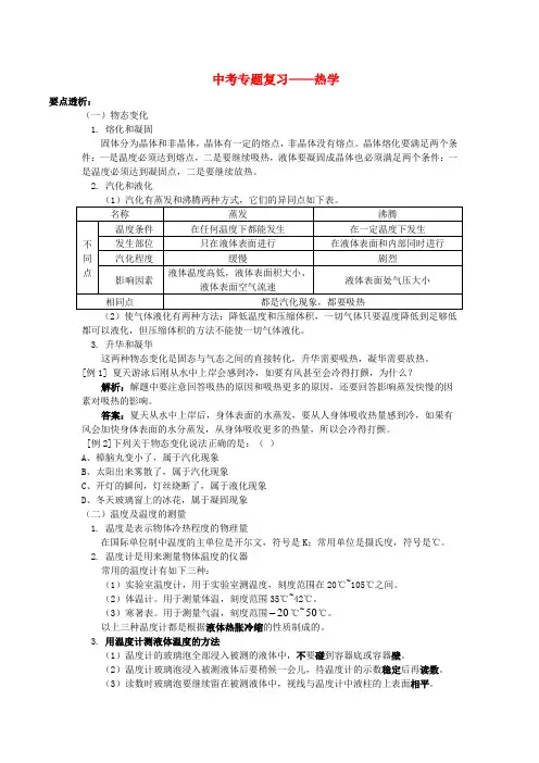 中考物理专题复习 热学