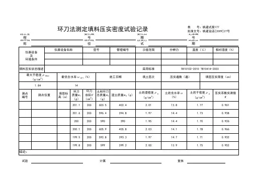 环刀法实验记录
