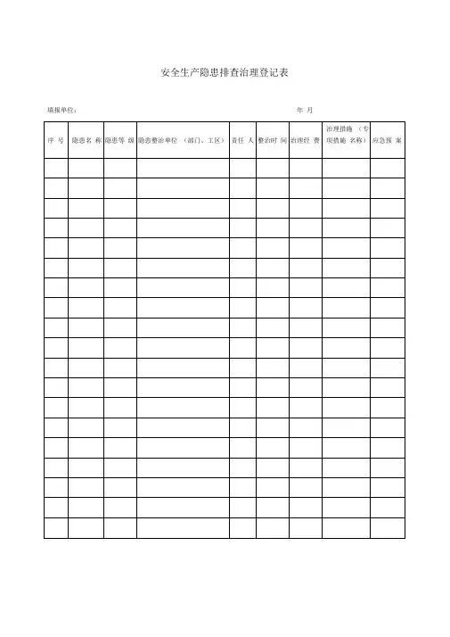 安全生产隐患排查治理登记表