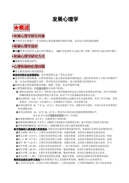 发展心理学知识点