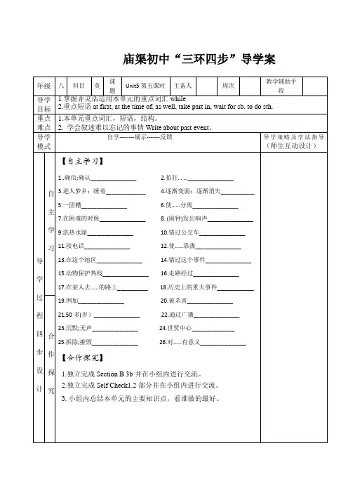 人教版八年级英语下册unit5第六课时导学案