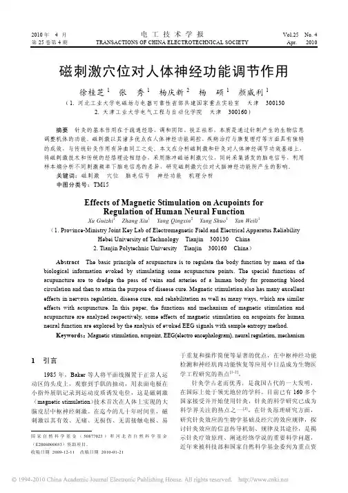 磁刺激穴位对人体神经功能调节作用