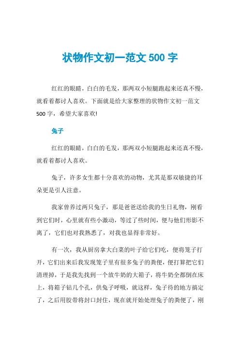 状物作文初一范文500字