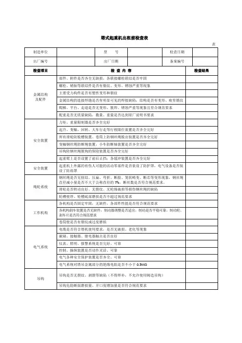 塔式起重机检查表