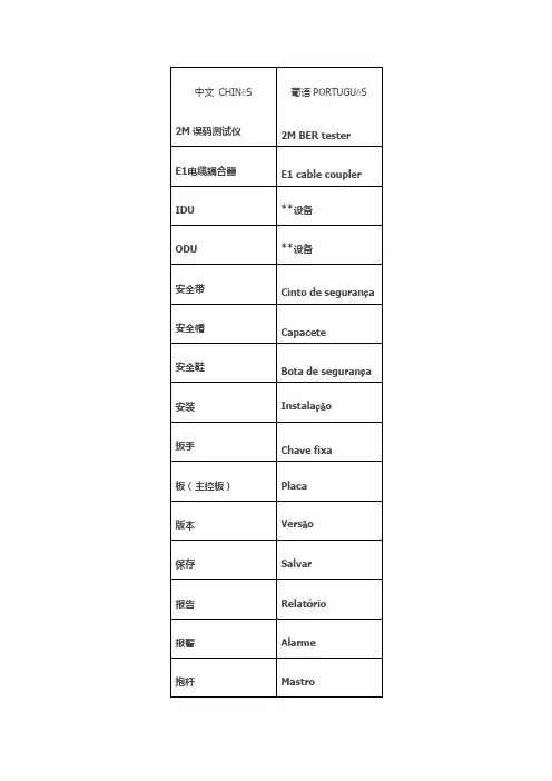 葡萄牙语技术性词汇 2(中文对照)