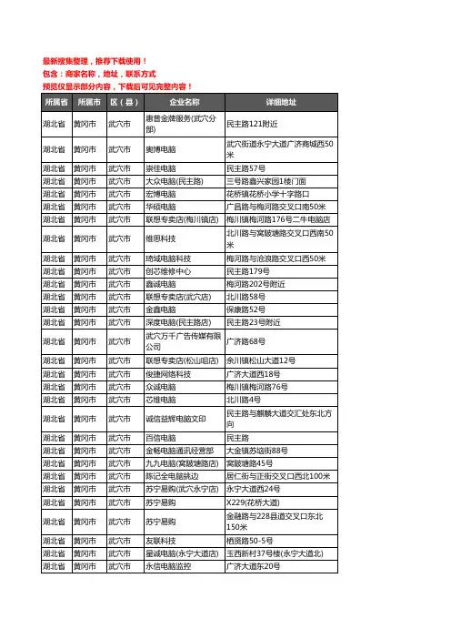新版湖北省黄冈市武穴市电脑企业公司商家户名录单联系方式地址大全45家