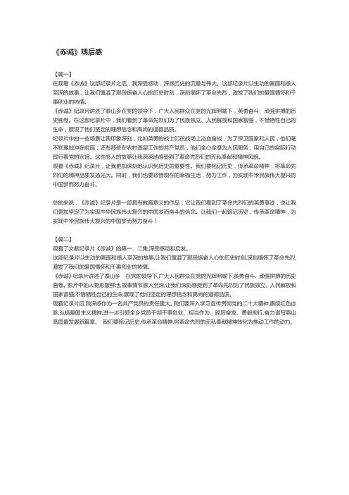 《赤诚》观后感