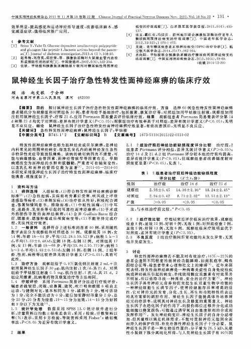 鼠神经生长因子治疗急性特发性面神经麻痹的临床疗效