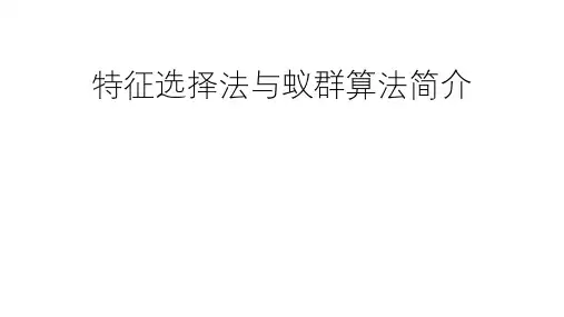 特征选择法与蚁群算法简介