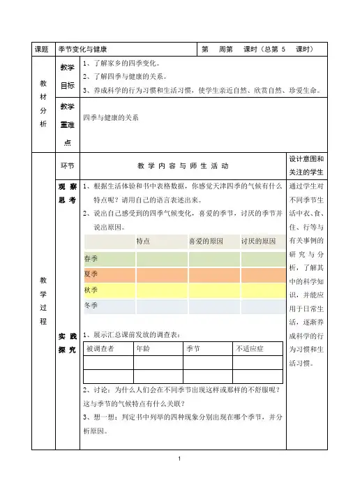季节变化与健康