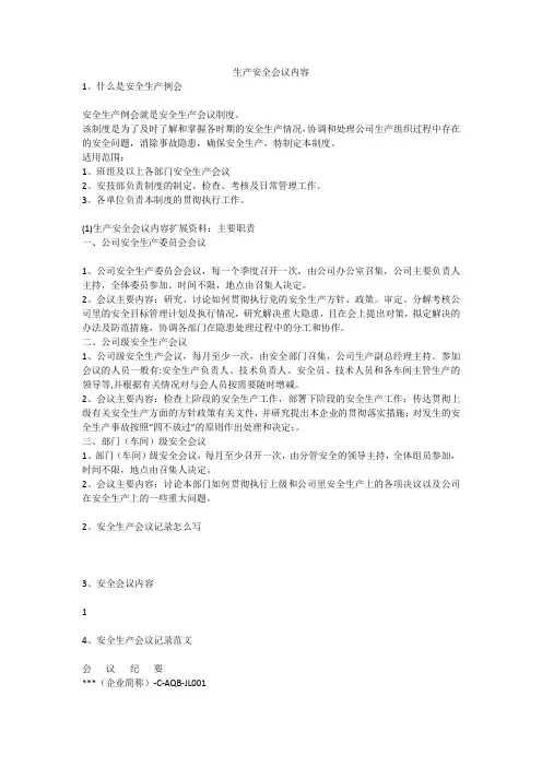 生产安全会议内容安全生产