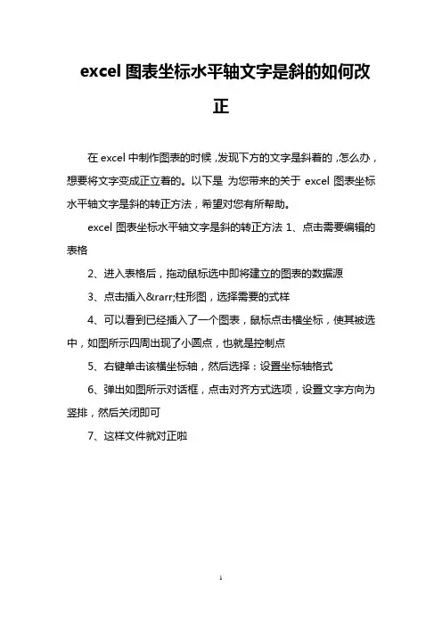 excel图表坐标水平轴文字是斜的如何改正