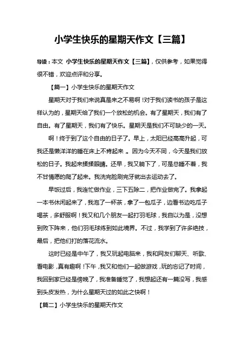 小学生快乐的星期天作文【三篇】