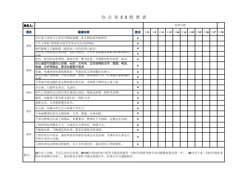 办公室5S检查表