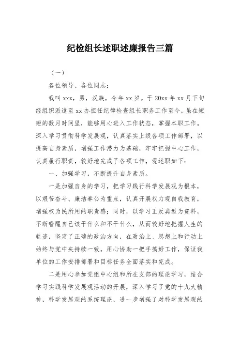 纪检组长述职述廉报告三篇