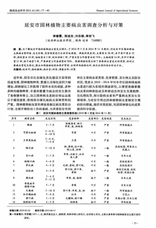 延安市园林植物主要病虫害调查分析与对策