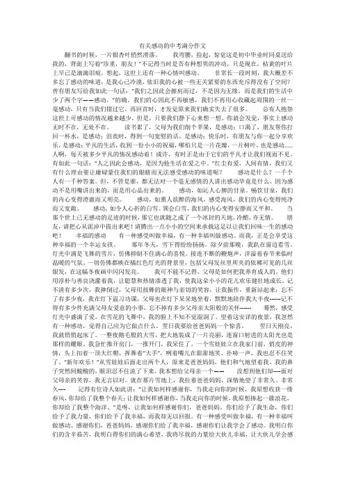 有关感动的中考满分作文