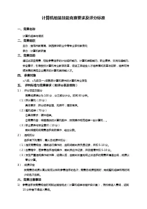 计算机组装技能竞赛要求及评分标准