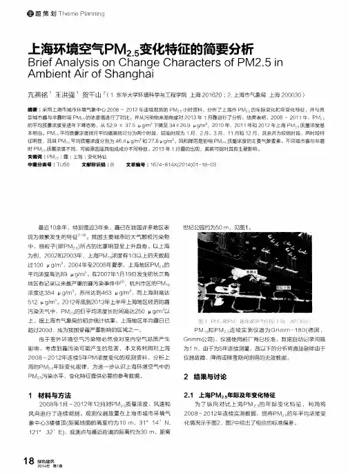 上海环境空气PM2.5变化特征的简要分析