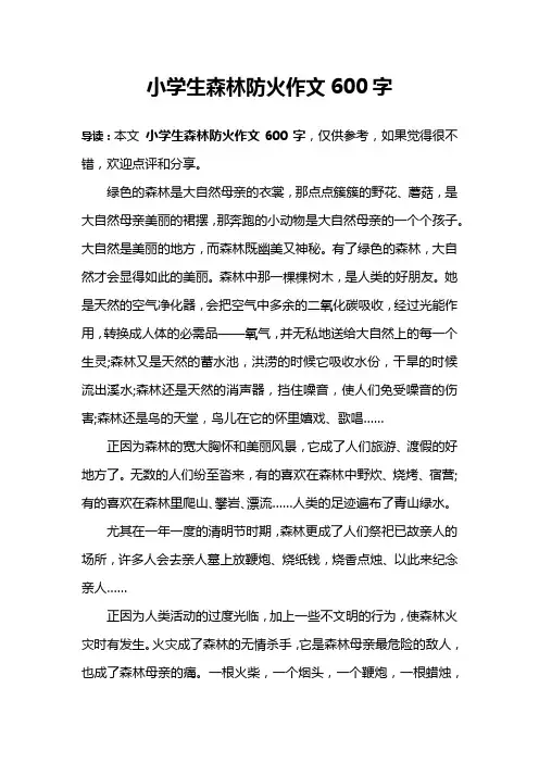 小学生森林防火作文600字