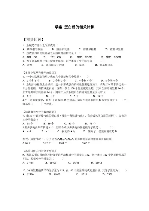学案 蛋白质的相关计算