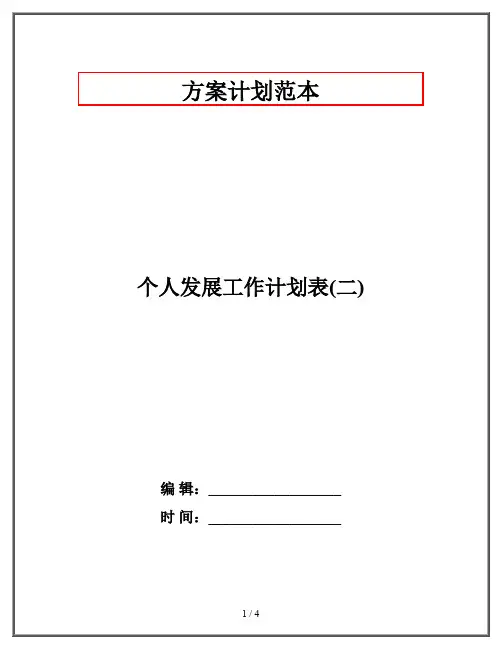 个人发展工作计划表(二)