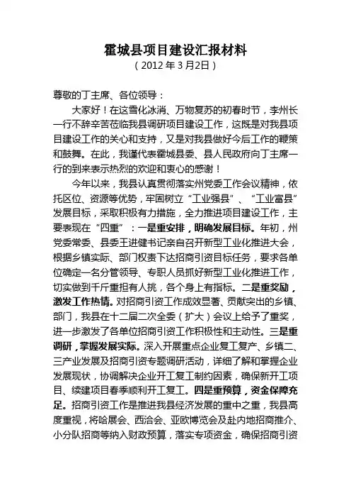 项目建设汇报材料