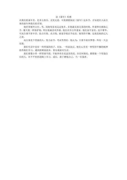 读《童年》有感 2