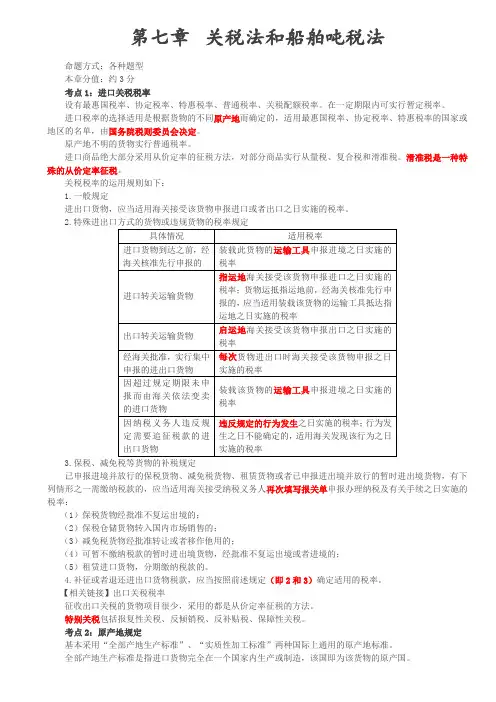第4讲_关税法和船舶吨税法、资源税法和环境保护税法