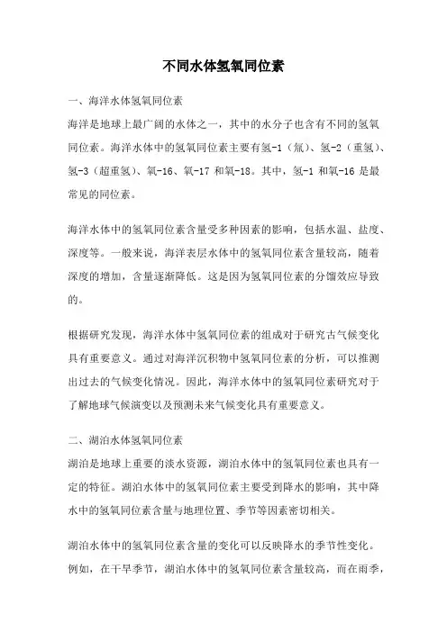 不同水体氢氧同位素