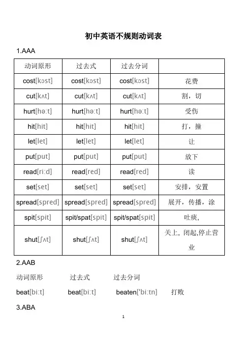 初中英语不规则动词表[1]