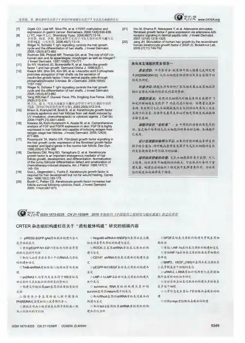 CRTER杂志组织构建栏目关于“质粒载体构建”研究的组稿内容
