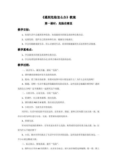 《遇到危险怎么办》教案1