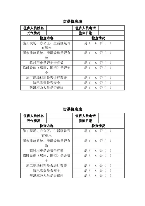 防洪值班表 2