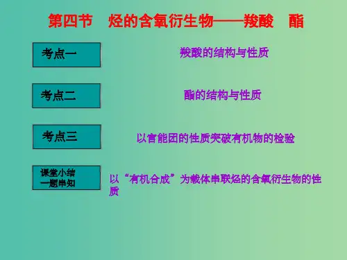 高考化学一轮复习 第九章(B)有机化学基础 第四节 烃的含氧衍生物-羧酸 酯课件 新人教版
