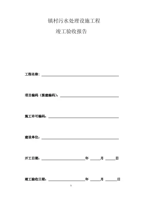 污水处理设施工程竣工验收报告