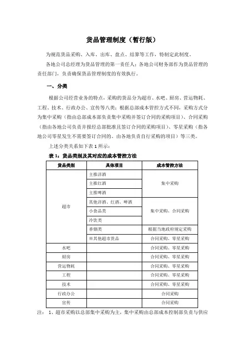 1、货品管理制度