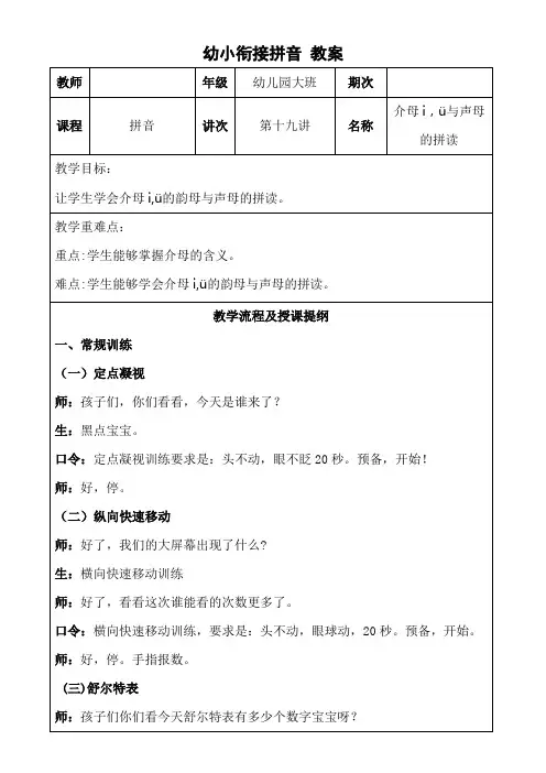 幼小衔接拼音19教案
