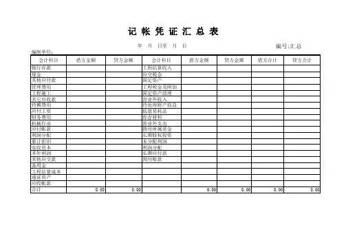 丁字表、科目汇总表