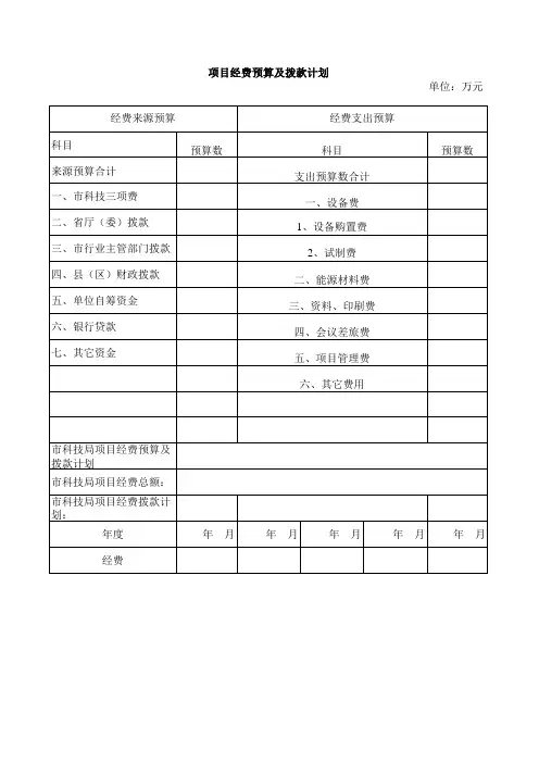 项目经费预算及拨款计划.